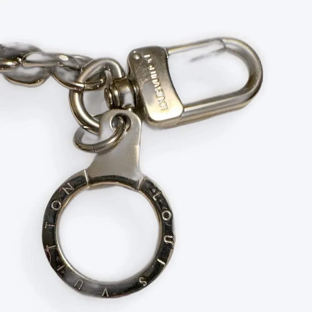 Auth Louis Vuitton Black Resin Silver Bag Charm Keyring Damier Print LV Brand